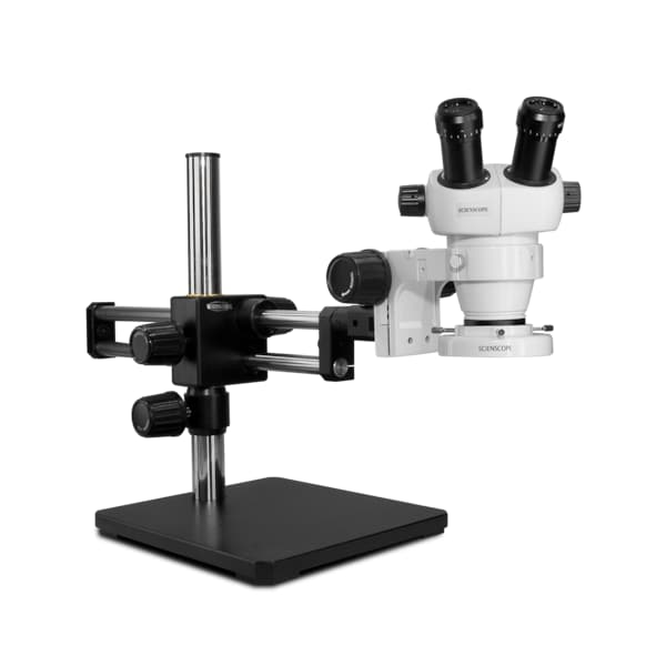 ELZ Stereo Zoom Microscope With Compact LED Light On Dual Arm Stand